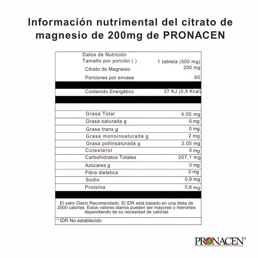 Citrato De Magnesio (90 Tabletas) Pronacen