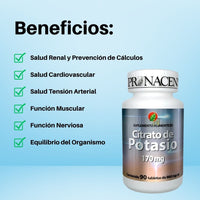 Citrato De Potasio 90 Tabletas 170 mg Pronacen
