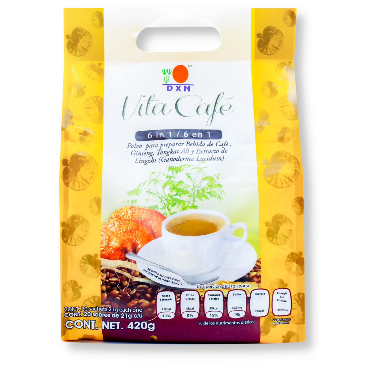 Café adicionado con Ganoderma, Gingseng y Tongkat Ali