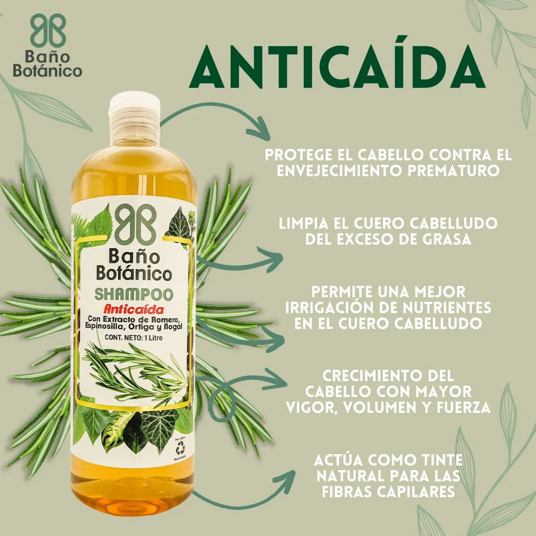 Shampoo Baño Botánico Extracto De Romero (anticaída) 1 Lt