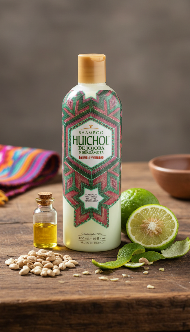 Shampoo Huichol Artesanal Anticaída Jojoba & Bergamota (400ml) | Fortalece y Nutre tu Cabello