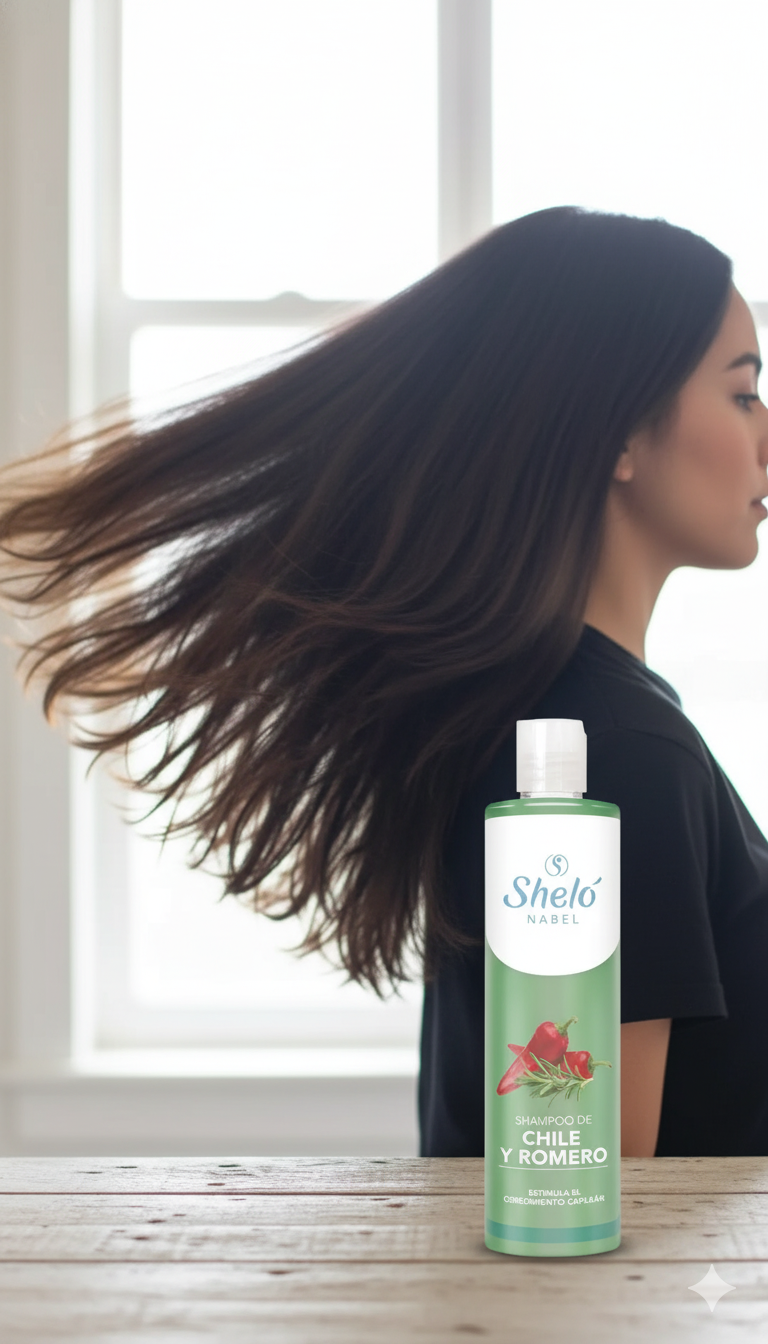 Shampoo Chile y Romero Sheló Nabel (530mL) | Vitalidad y Brillo para tu Cabello
