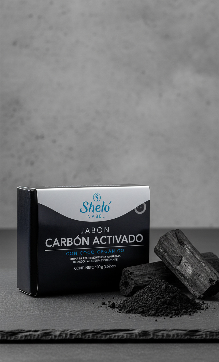 Jabón Carbón Activado Sheló Nabel (100g) | Limpieza Profunda para Piel con Brillo Excesivo