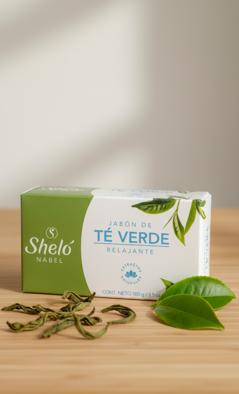 Jabón Té Verde Sheló Nabel (100g) | Limpieza Refrescante y Piel Suave