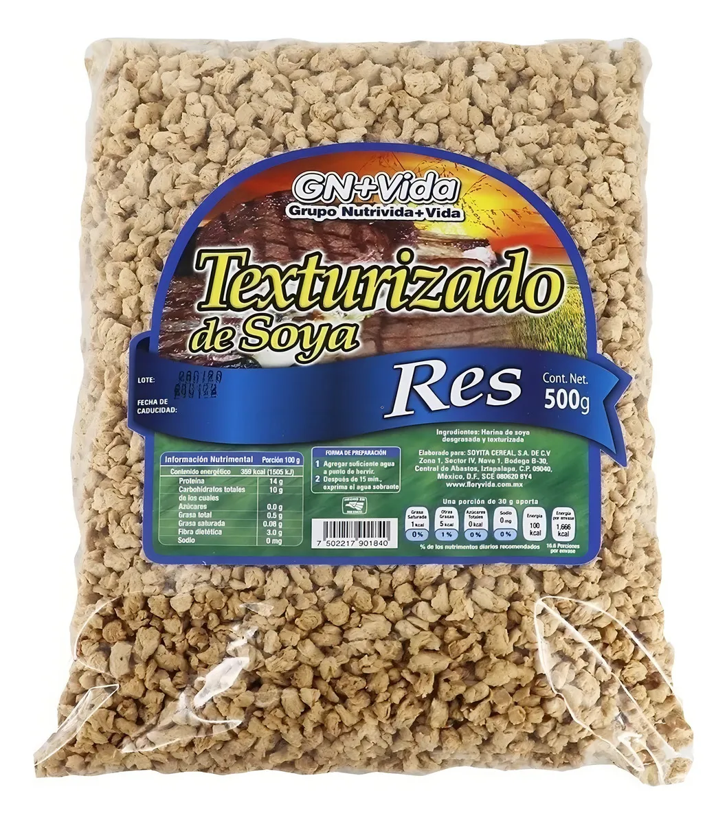 Soya Texturizada Sabor Res GN+ Vida (500g) | Alternativa Vegetal para tus Guisados