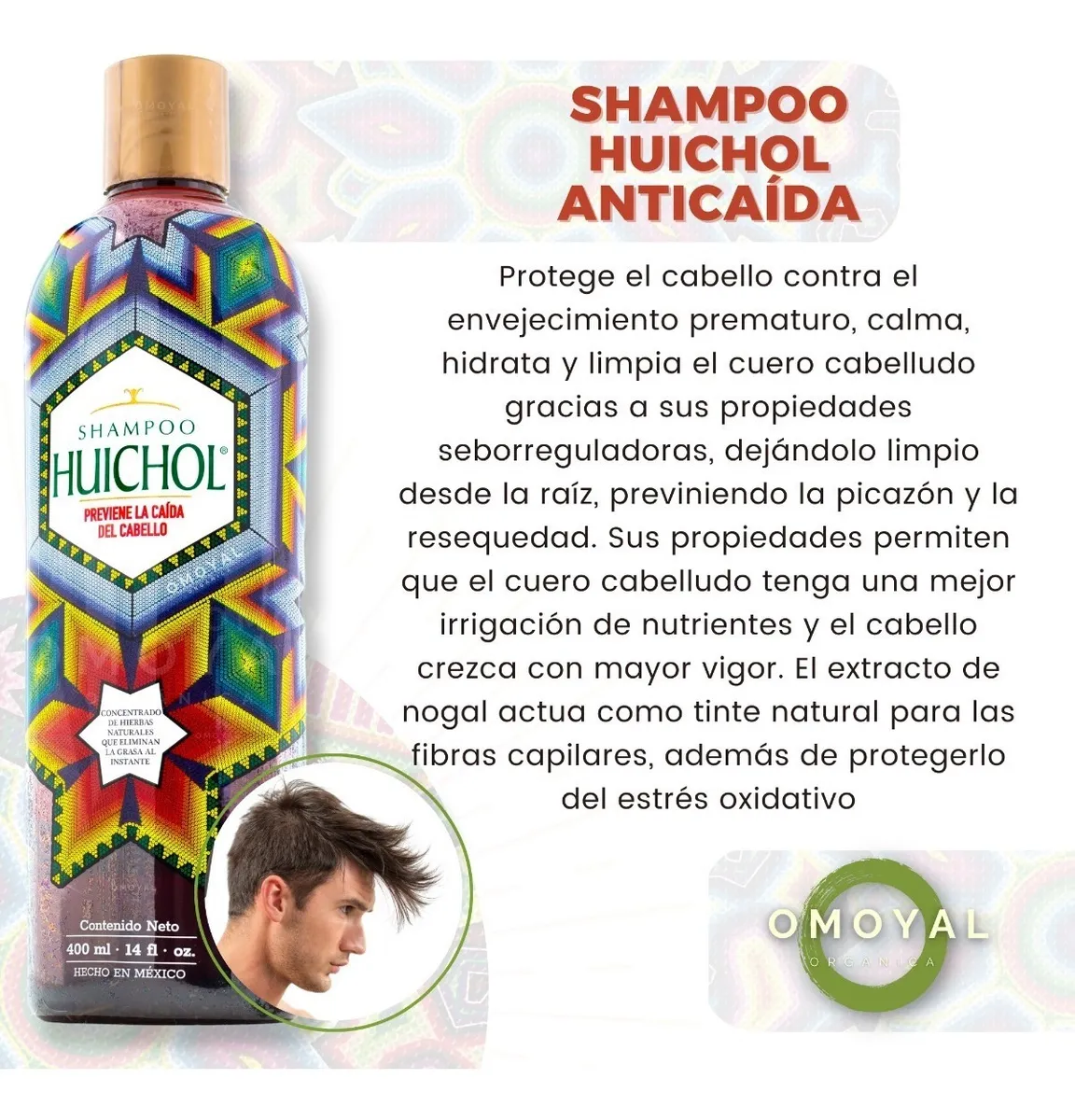 Shampoo Huichol Anticaída (400ml) | Fórmula Herbal Revitalizante
