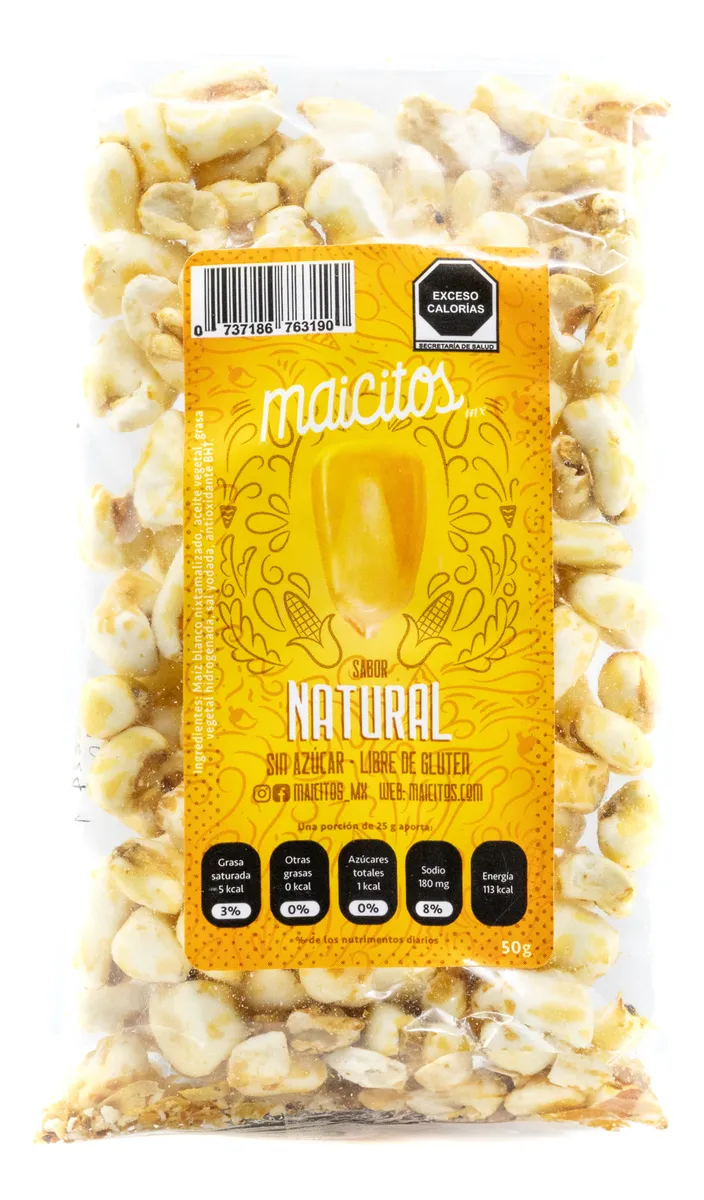 Maicitos Inflados al Vapor Sabor Natural (50g) | Botana Crujiente Sin Azúcar y Libre de Gluten