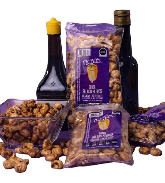 Maicitos Inflados al Vapor Sabor Salsas Negras (50g) | Botana Crujiente Libre de Gluten