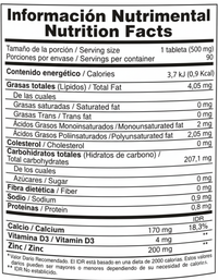 Vitamina D + Zinc 90 Tabletas 500 mg